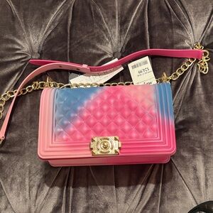 Chic Pink and Blue Quilted Women's Bag